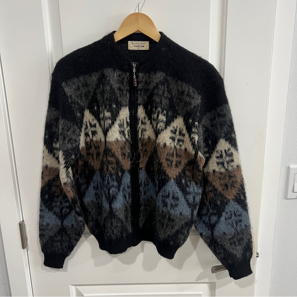 Vintage 60s Citation Club by Puritan Mohair Wool Blend Zip Up Cardigan